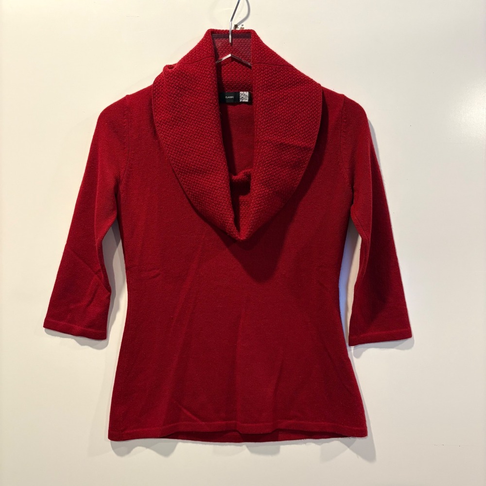 Saks Fifth Avenue Deep Red Cowl Neck Sweater